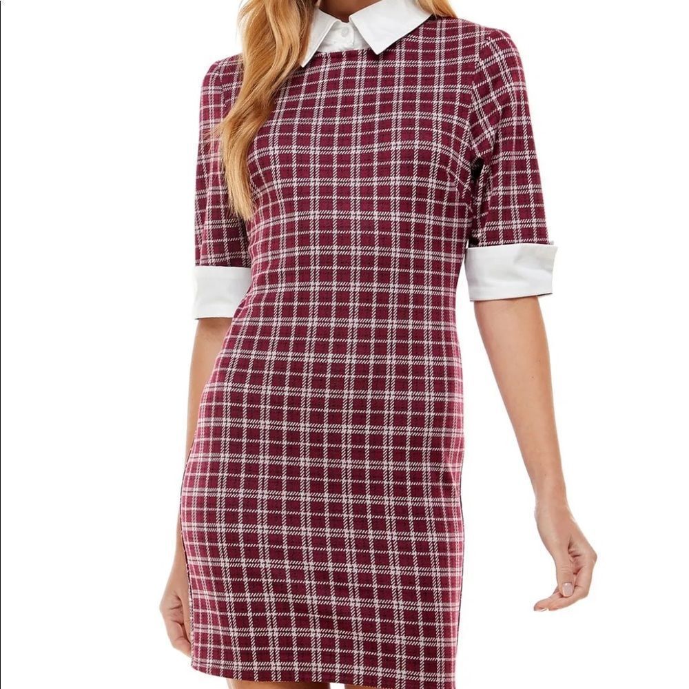 NWOT Kingston Grey Maroon unlined short sleeve dress Juniors L